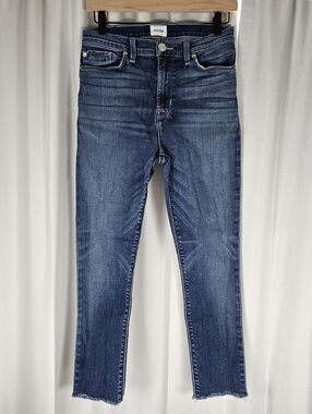 Hudson Women's High Waist Skinny Ankle Jeans Dark Wash Raw Hem Size 29